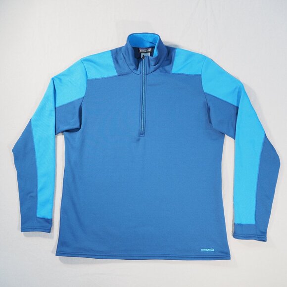 Patagonia Pullover Shirt Men Extra Large Blue Polartec Fleece Dry Sweatshirt Zip - Picture 1 of 10